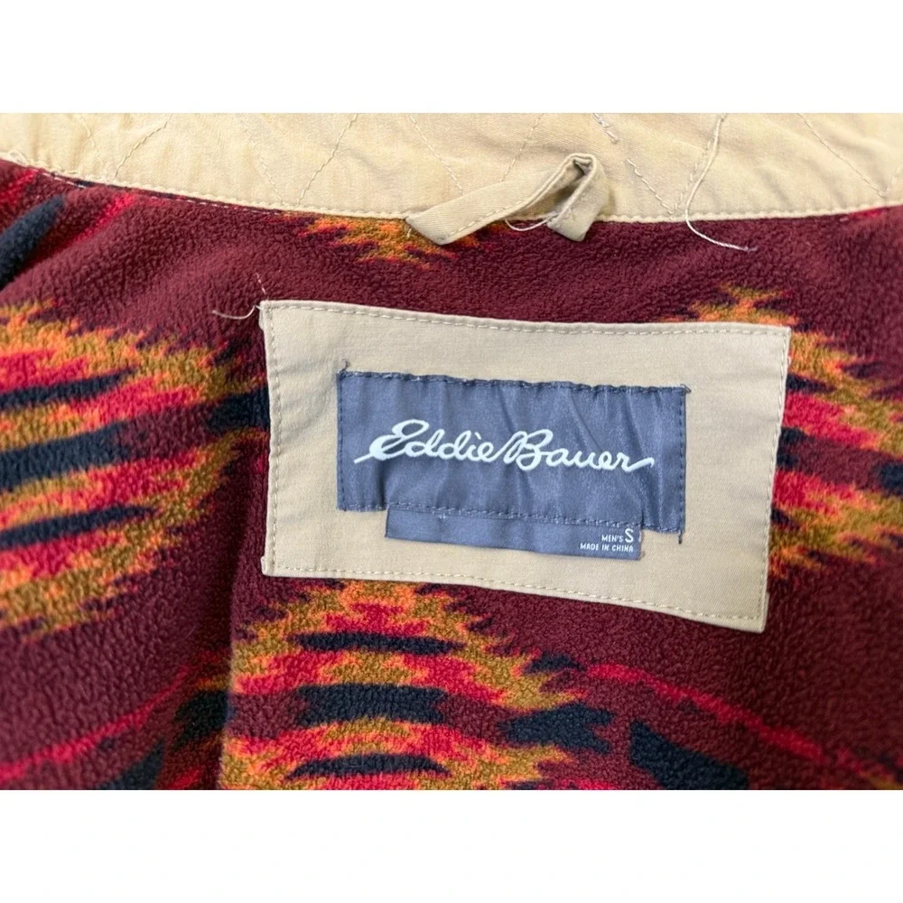 Eddie Bauer Mens S Voyager Fleece Blanket Aztec‎ Lined Jacket Tan Cowboy Western